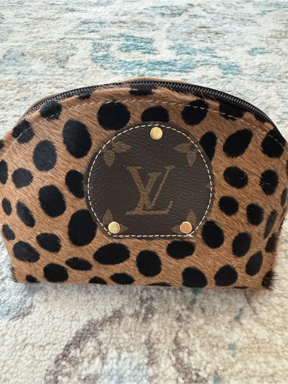 Cow High Brown Cowhide Animal Print Makeup Cosmetic Bag Zipper Pouch Western